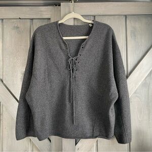 Vince Cashmere Wool Lace up front sweater knit blouse‎ size L